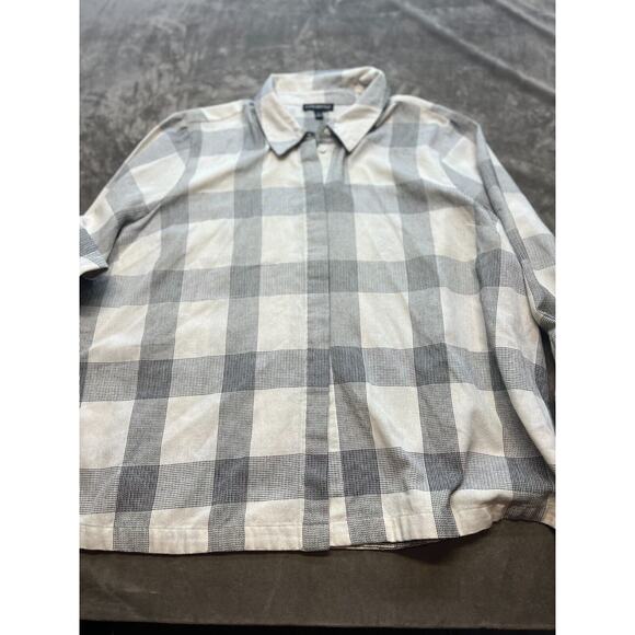 Lane Bryant Boho‎ Lagenlook Plaid Bell Sleeves Button Down Shirt Size 22 - Picture 1 of 4